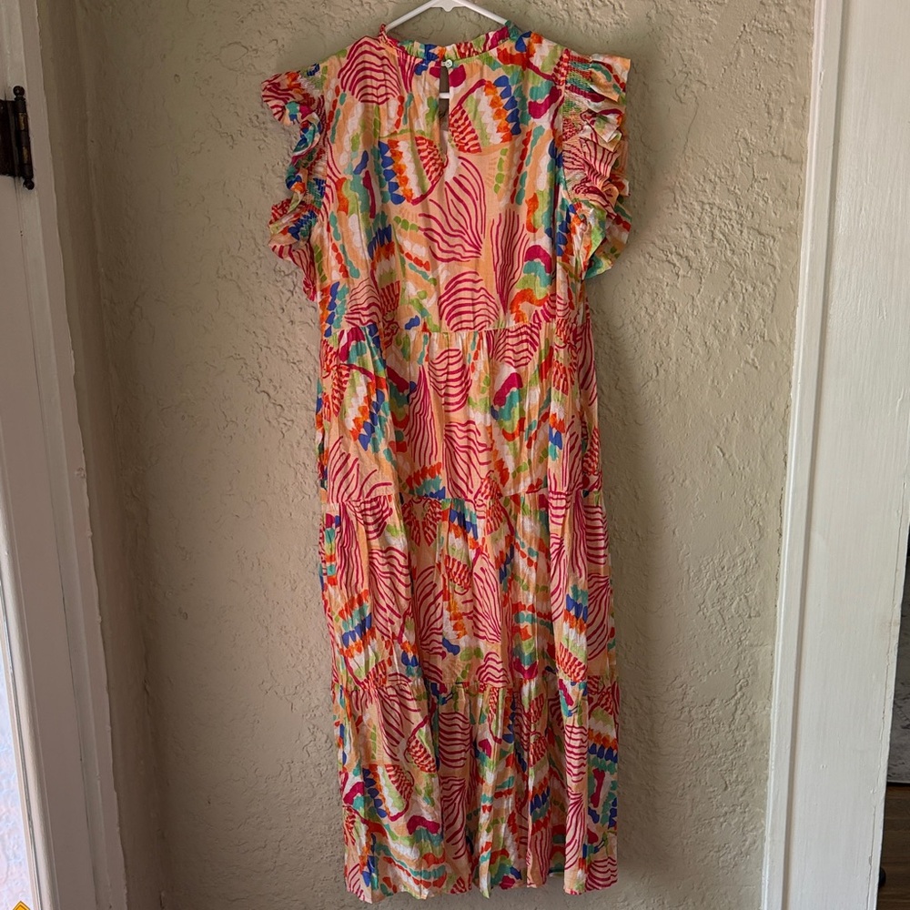 NWT Jodifl Colorful Ruffled Tiered Midi Dress - Picture 6 of 6